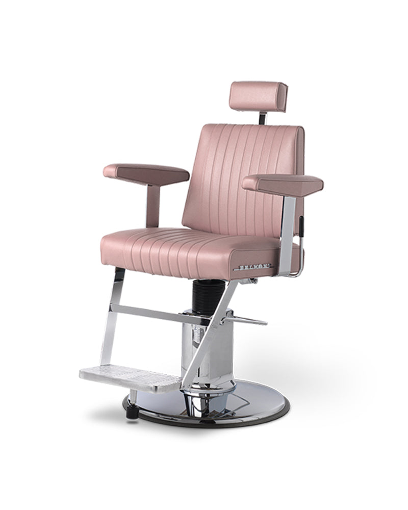 Dainty - Light pink barber chair in stainless steel